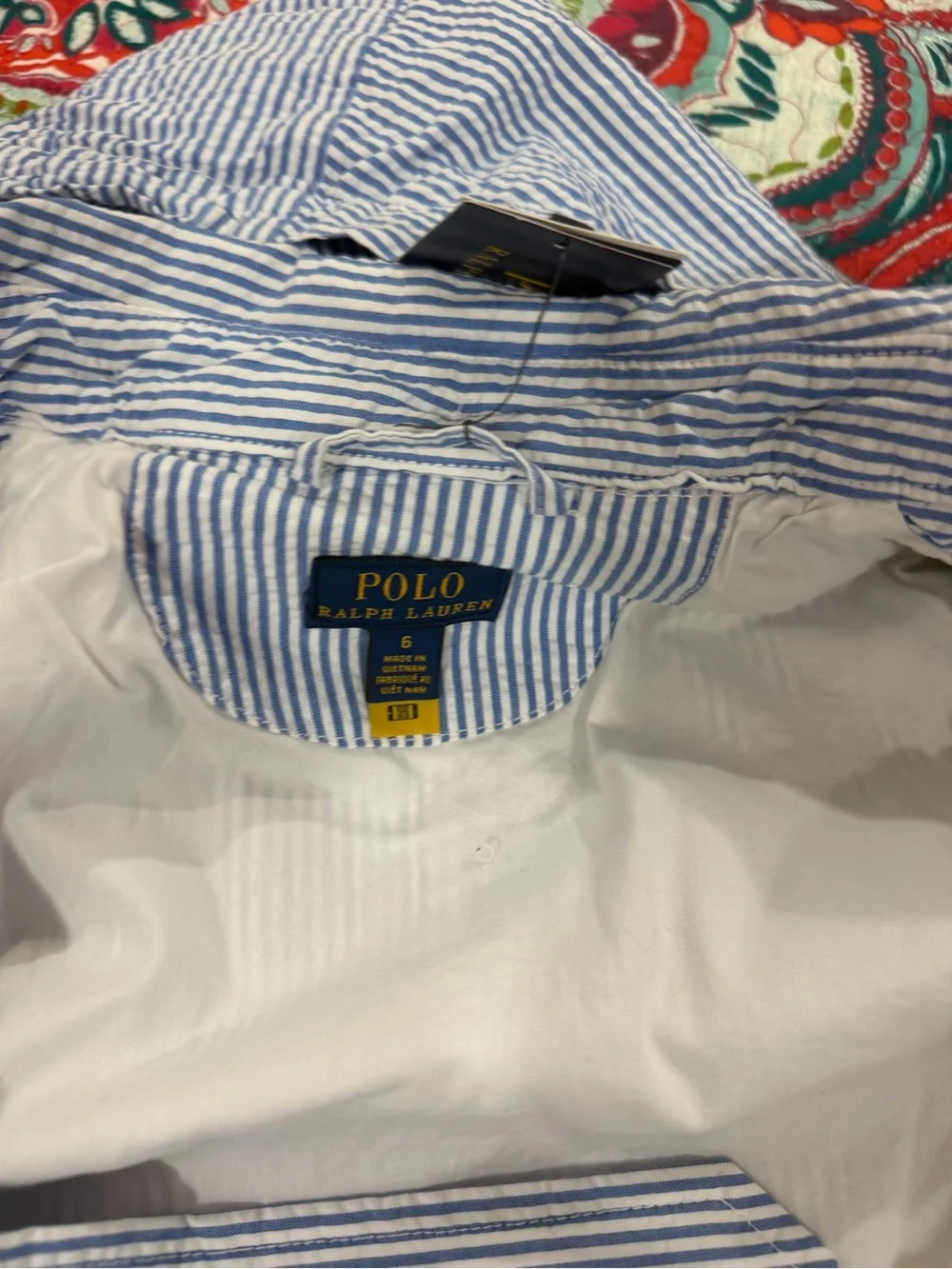 Ralph Lauren Blue & White Striped Kids Trench Coat